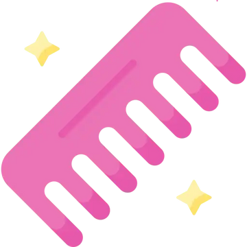 Pink hair comb with wide-spaced teeth.